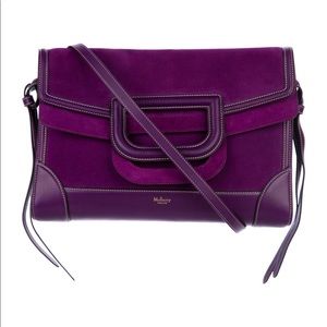 Mulberry Suede and Leather Fold Over Bag in Violet